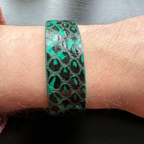 Barbara Bui Paris - Green Python Snake Bracelet - M - Green/Black - 80% OFF SALE - Picture 5 of 10